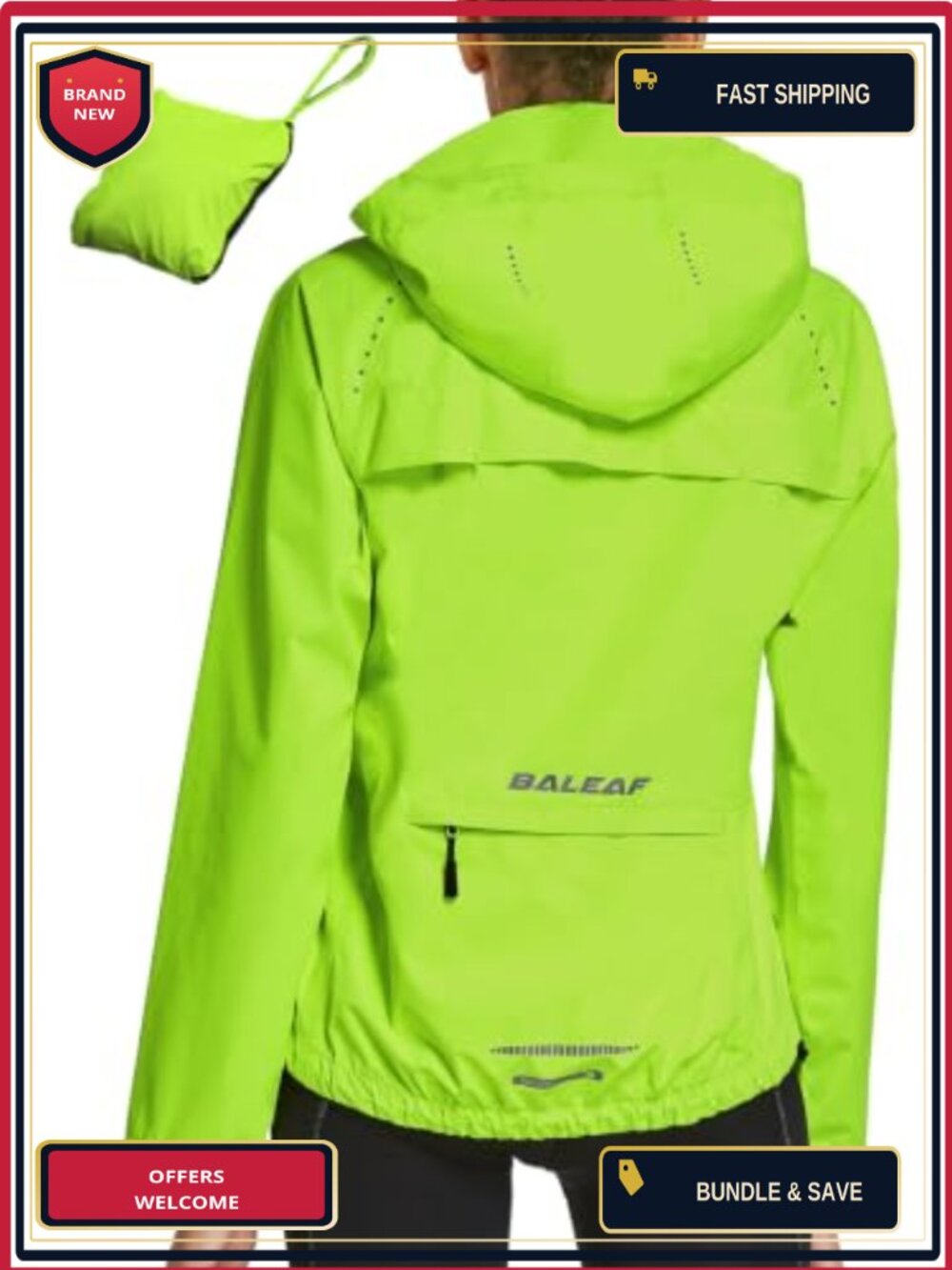 Women's Waterproof Packable Rain Jacket Hooded Lightweight Outdoor